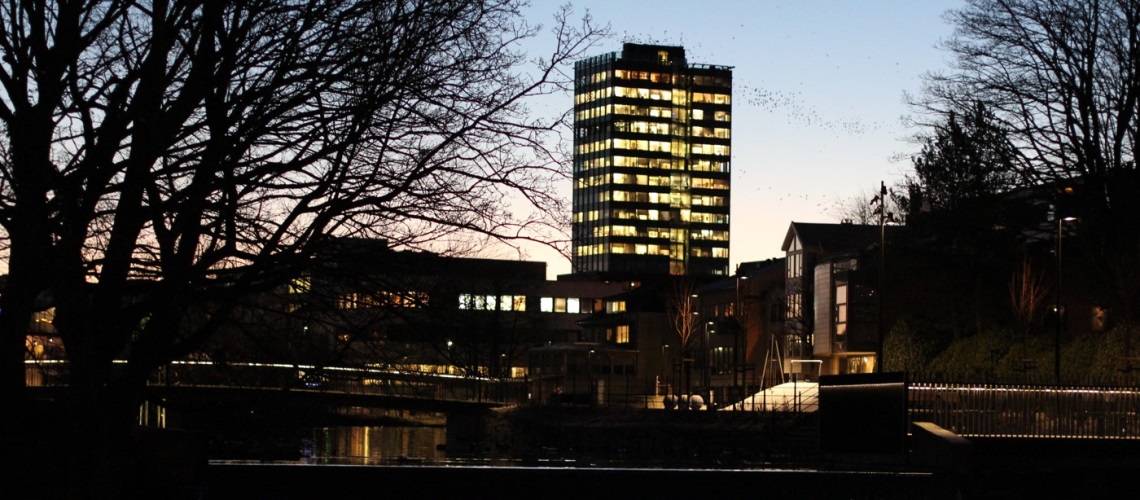 Kveldsbilde av Forum Jæren 