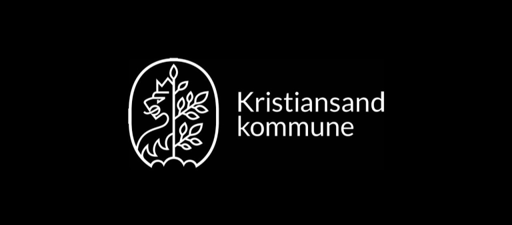 Kommunevåpenet til Kristiansand kommune med teksten "Kristiansand kommune". 